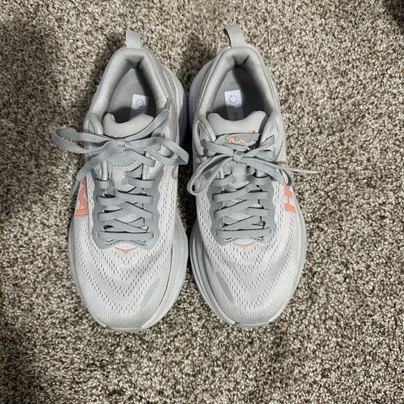 HOKA Women's Bondi 8 Running Shoes Size 6B In Harbor Mist/Lunar Rock - Picture 11 of 11